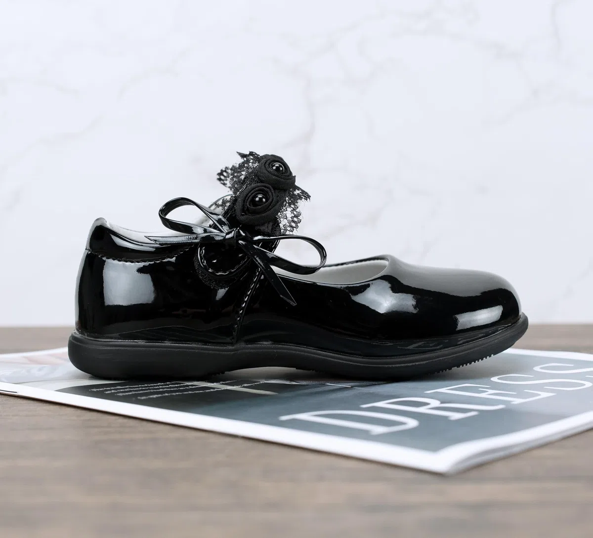 Zapatos Planos Chica Bailarinas Mary Jane Princesa de Niña con Lazo, Encaje por Escuela, Eventos, Fiestas