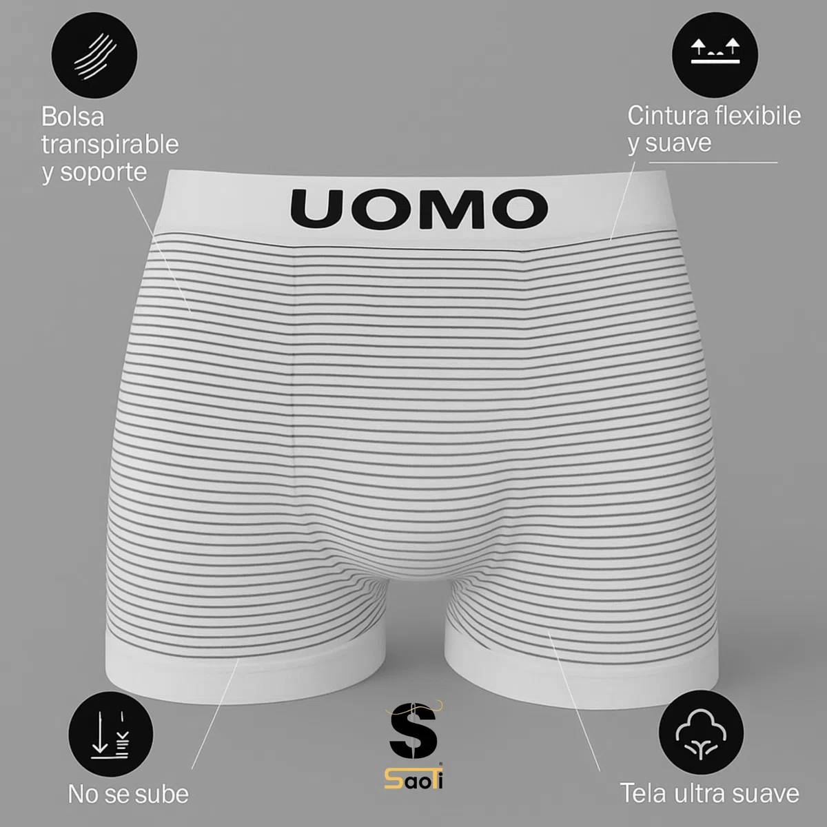 SaoTi Calzoncillos Sin Costuras Hombre Pack 12 Microfibra Transpirable - Boxers Hombre Cómodos Elásticos Ajuste Pack Calzoncillos Hombre Secado Rápido Diario Deporte