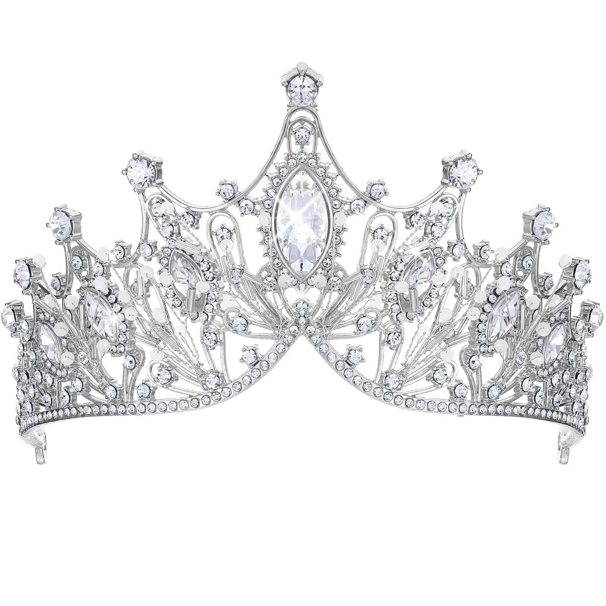 Zooma Tiara de cristal para novia, tiara de princesa, diadema de boda, para bodas, bailes, concursos, fiestas, cumpleaños, aleación, cristal y diamantes de imitación