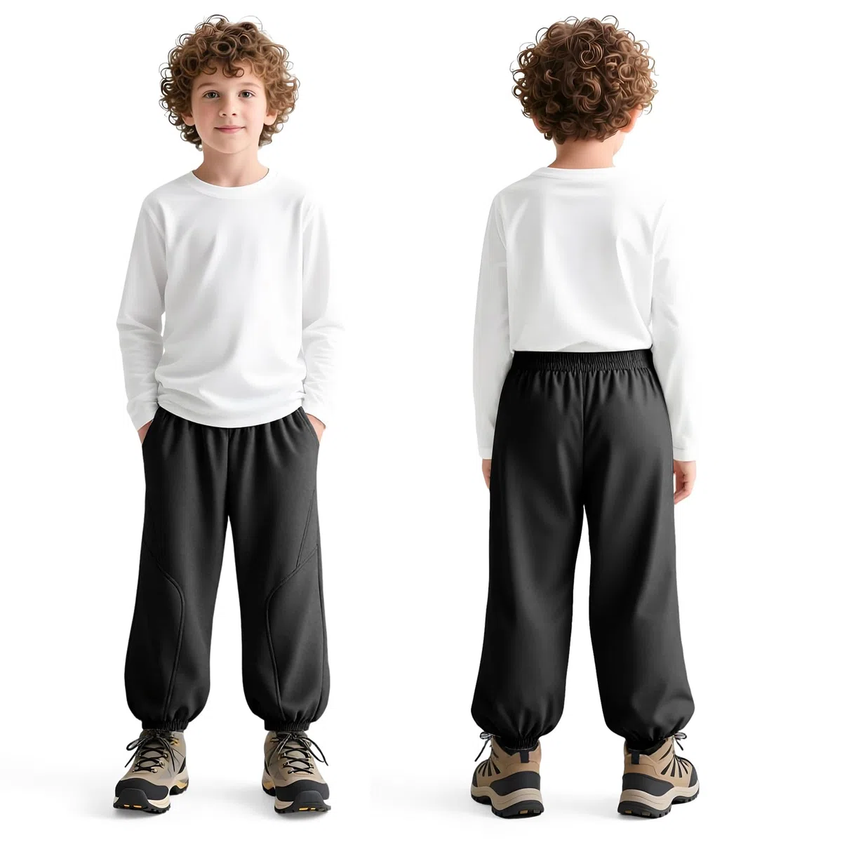 Pantalones Softshell para niños con Forro Polar, Invierno Pantalón Térmicos Impermeables con Bolsillos para niños, Pantalones de para Senderismo Outdoor montaña Trekking, 6-14 años