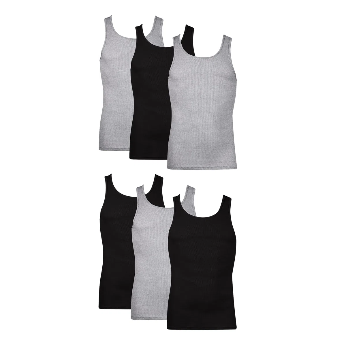 Hanes Men's Tank Top Undershirt Pack, Cool & Breathable Cotton, Moisture-Wicking Ribbed Tanks For Men, Multi-Pack Ropa Interior Hombre (Pack de 6)