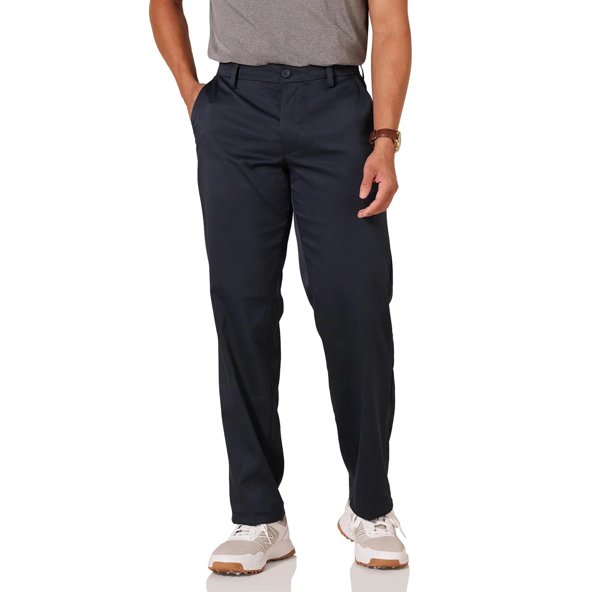 Amazon Essentials Pantalones de Golf Elásticos de Corte Clásico para Todo el Día Hombre, Azul Marino, 34W / 32L
