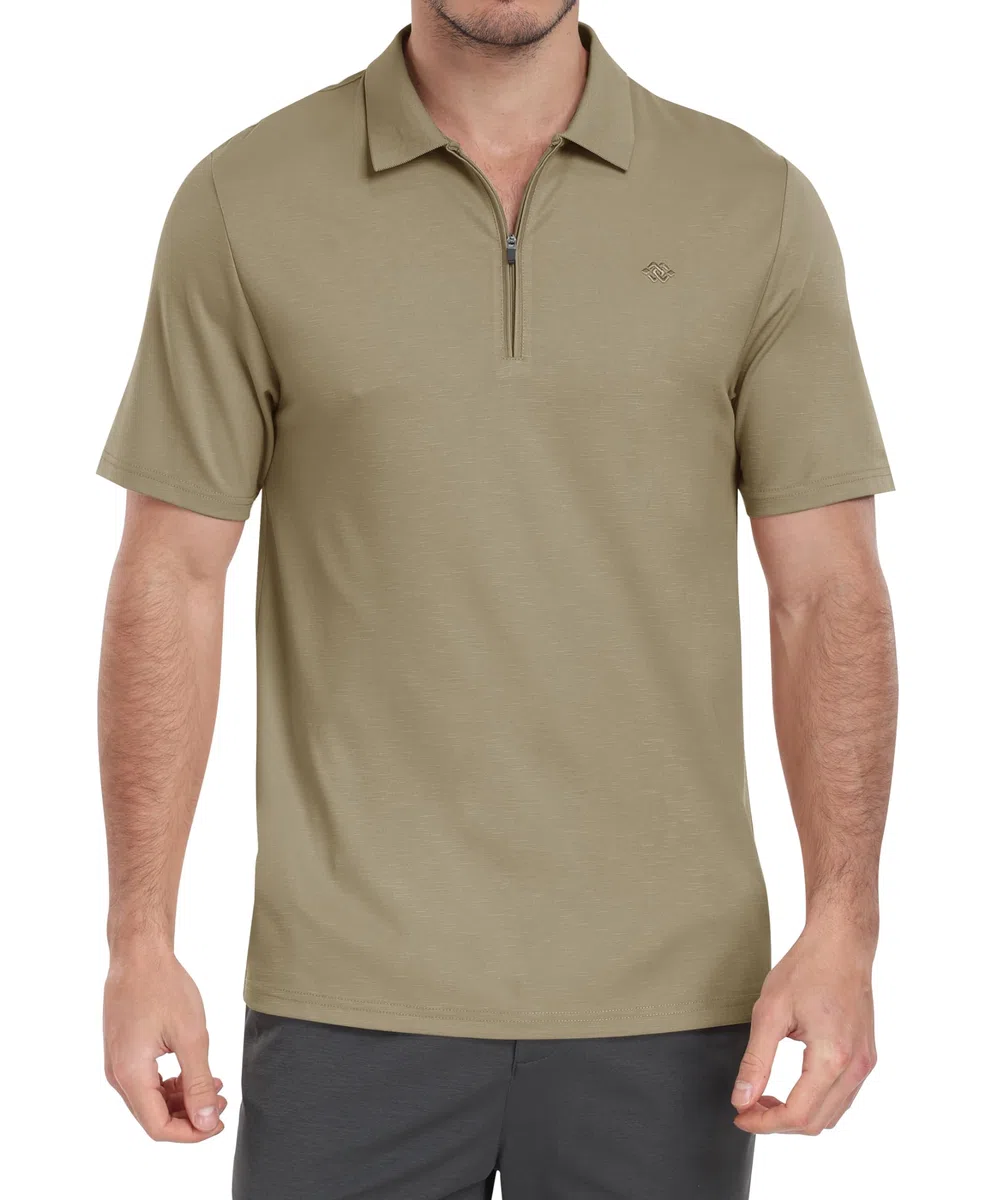 MoFiz Polo con Cremallera Hombre Camiseta Manga Corta Verano Polo Trabajo Deportivo Transpirable Golf Tops