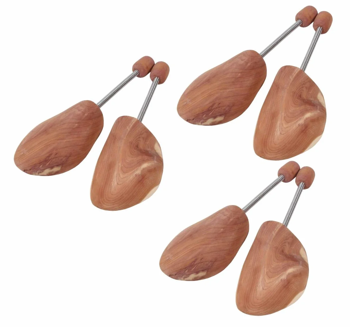 DELFA 3 pares de hormas para zapatos de madera de cedro con resorte en espiral de metal, para cada zapato, Rojo/Marrón, 40W / 41L