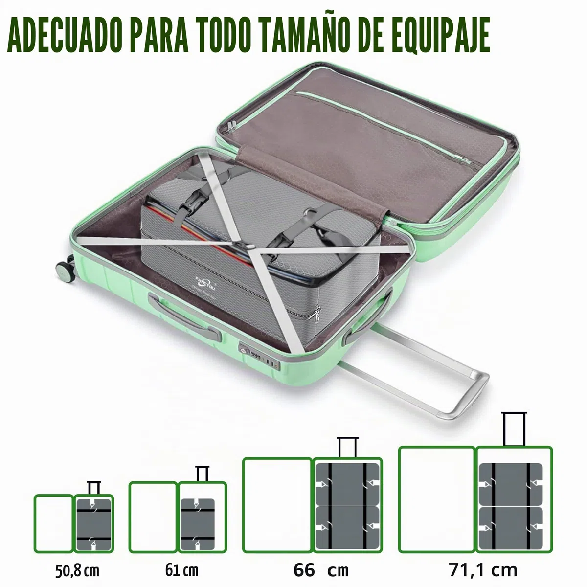 Cubos Colgantes para Organizar Maletas, Armario Portátil de Tela de Nylon Mejorada 44 * 30 * 65cm, Compresión para Embalar y Desembalar en un Solo Paso para Viajes de Negocios (Gris)