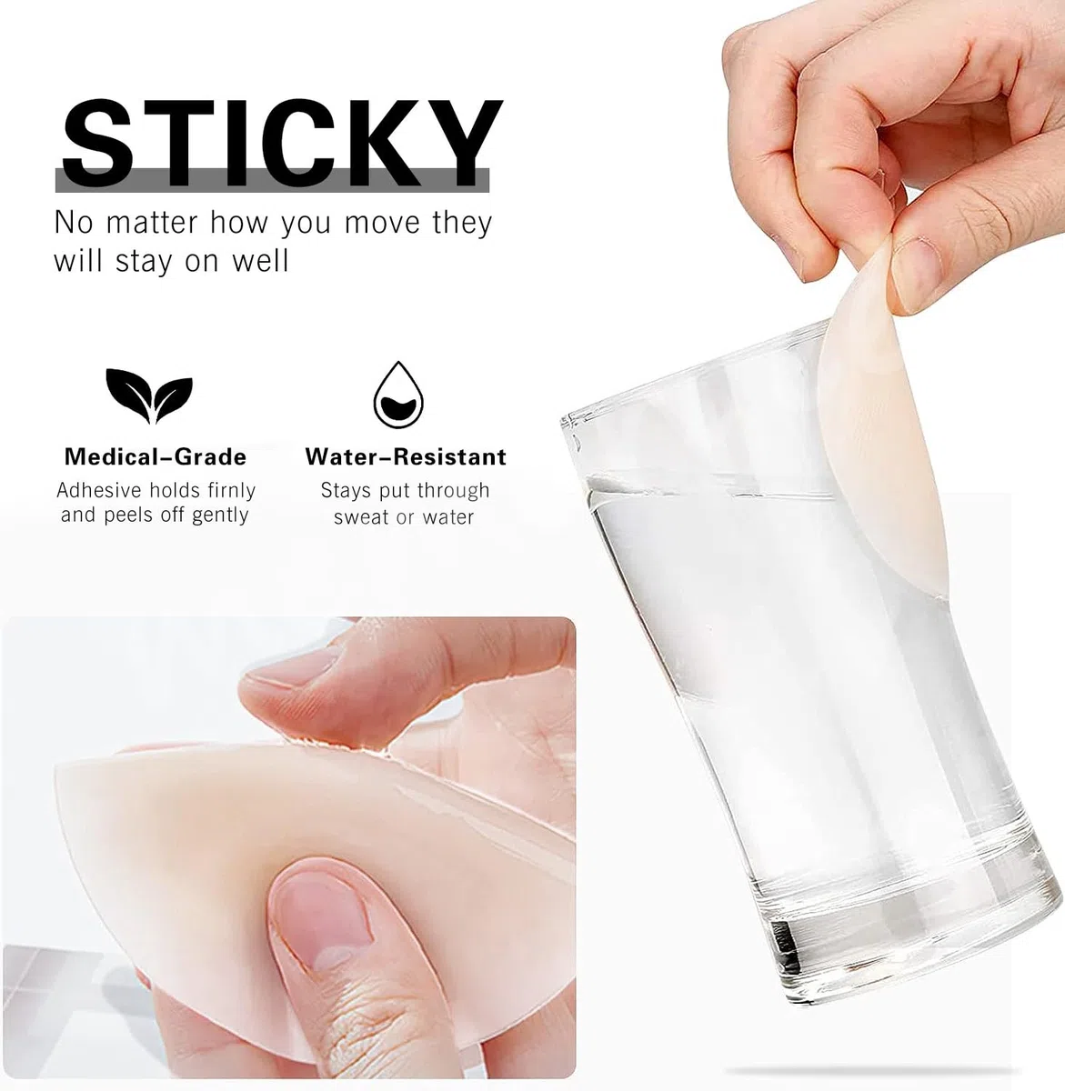 Memoryee Pezoneras, Ultra Finas Cubre Pezones para Mujer Pastillas Cubierta Silicona Adhesiva Reutilizable Sujetadores Invisible Pasties Pétalos Pecho con Caja de Regalo [8 cm]