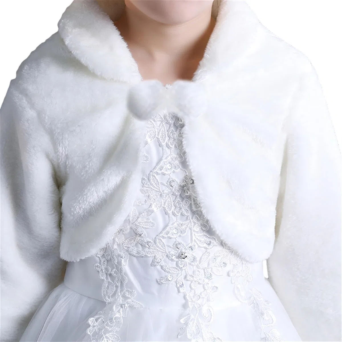 Princesa de Niña Cárdigan Chal de Piel Sintética Chaquetilla de bolero niña Fiesta de Flor Capa de Princesa Accesorios de Vestido con manga larga