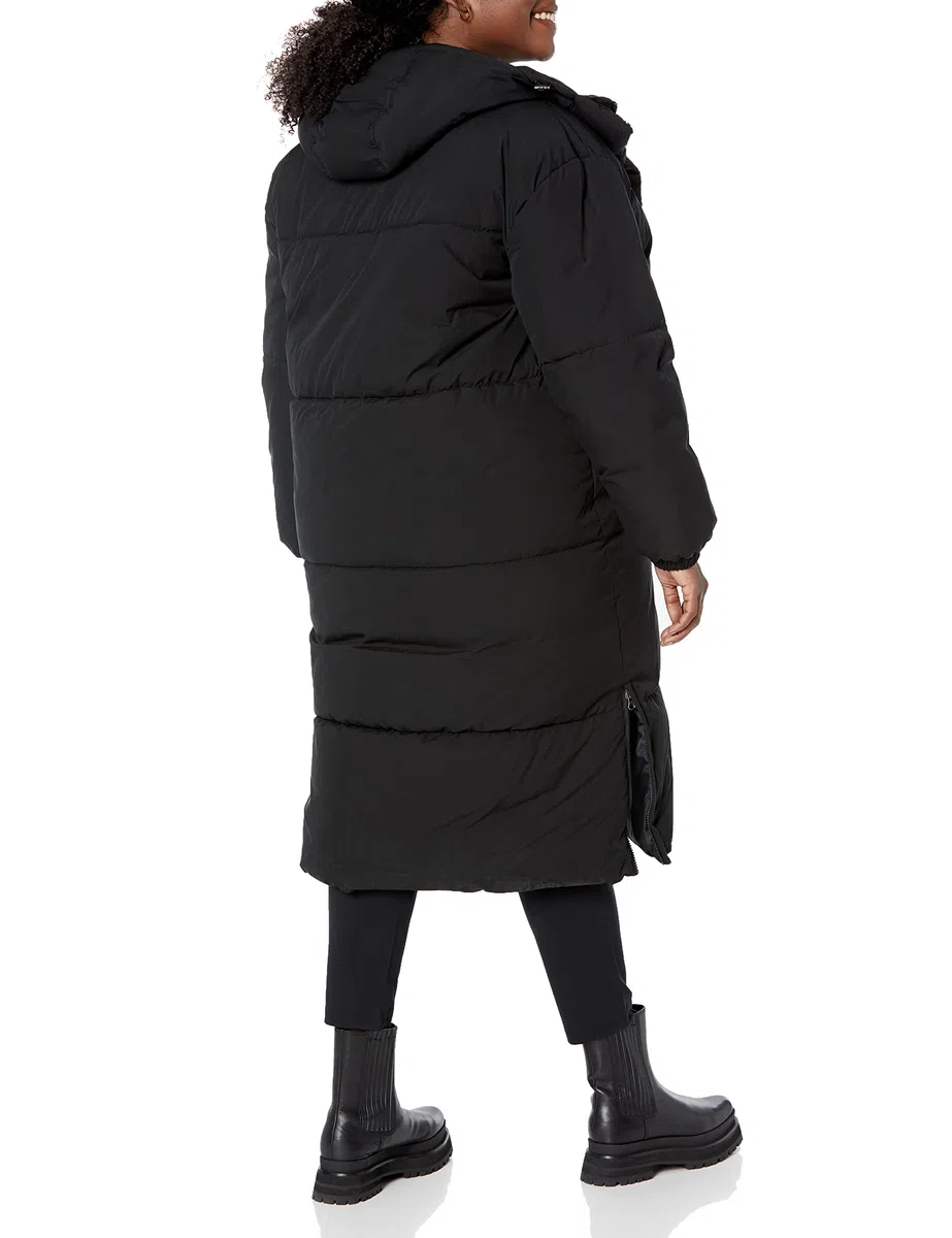 Amazon Essentials Mujer Chaqueta Acolchada Larga y de Talla Grande con Capucha (Disponible en Talla Grande)