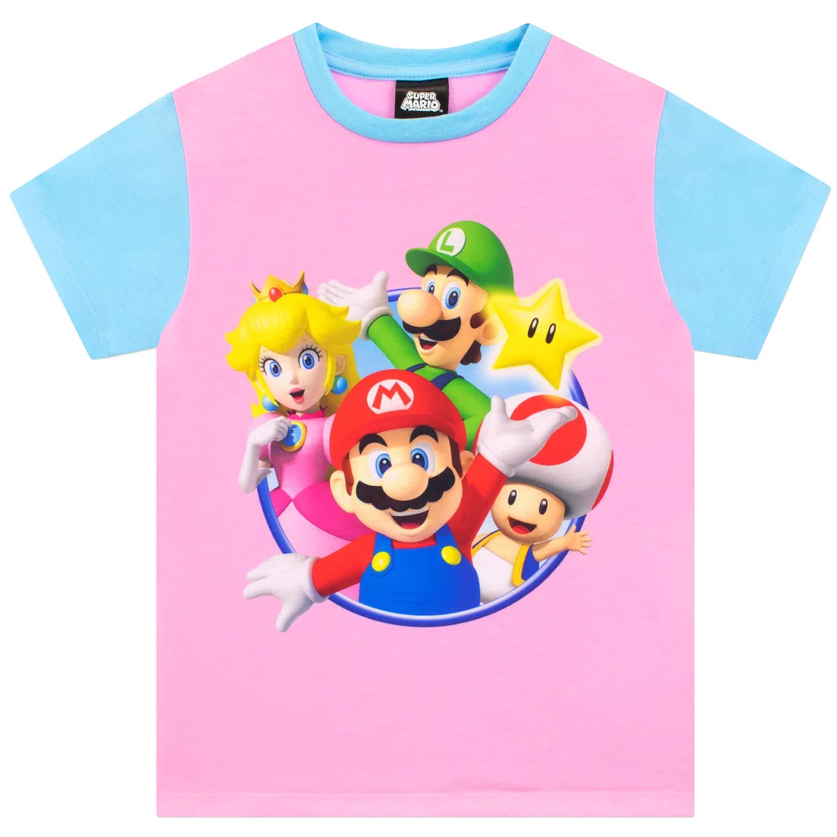 SUPER MARIO Pijama Corto de para Niñas Conjunto de Pijamas para Infantiles 3-4 años Rosa y Azul