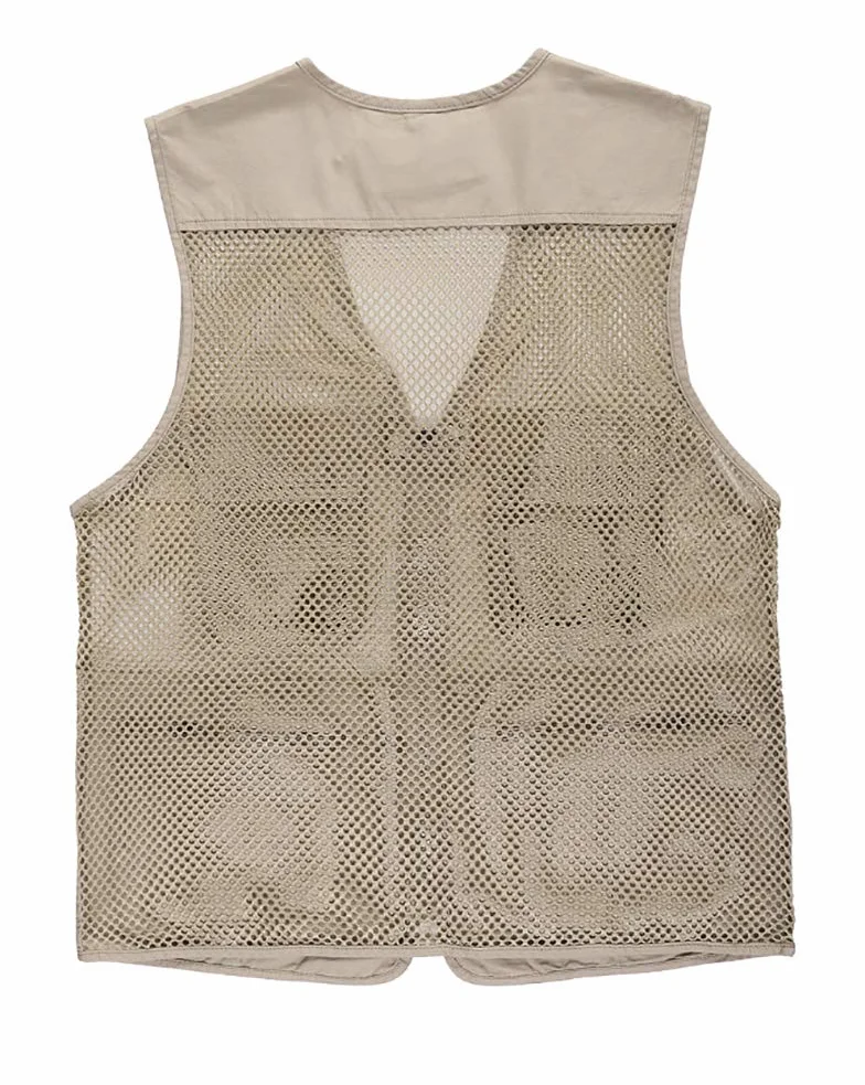 Chaleco de Pesca Multibolsillo De Pesca Piezas Chaqueta Malla Transpirable Chaleco al Aire Libre Hombres