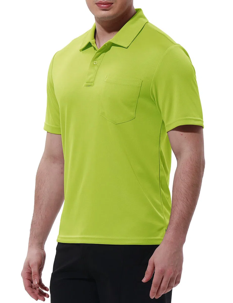 Rdruko Polo de manga corta para hombre con bolsillo en el pecho, camiseta de verano, polo de golf, corte ajustado para hombres