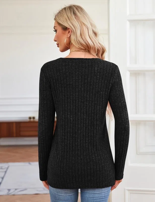 Jerséis para Mujer Sudaderas Tops de Manga Larga Cuello Redondo Suéter Ligero Camisetas de Manga Larga Informal Suaves Túnicas Pullover para Otoño Invierno