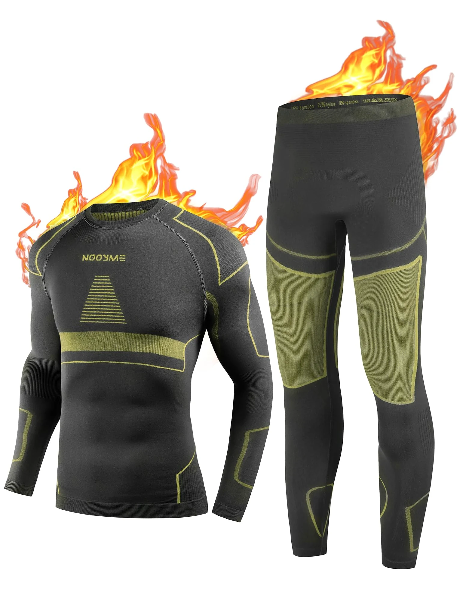 NOOYME Ropa Interior Térmica Hombre Conjuntos Térmicos para Hombre Camiseta Térmica Hombre Ropa Interior de Esquí Hombres Ropa Interior Funcional Ropa Interior Térmica de Invierno para Hombre