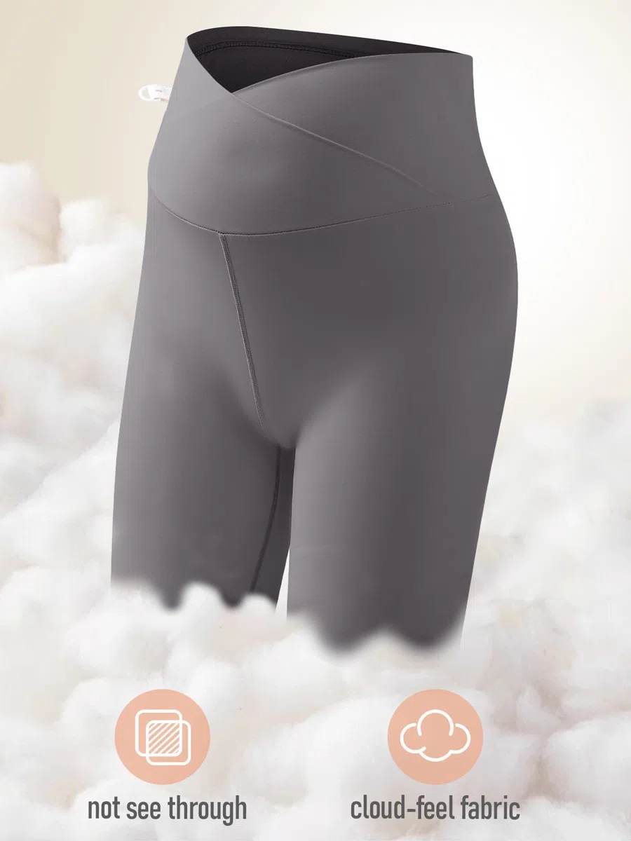 Maternidad Pantalones Cortos,Leggings Premamá Cortos Embarazo,Ajustable Ropa Premamá Verano Mujer,Premamá Leggins Pantalones sobre el Vientre,Cintura Alta para hogar,Yoga,Deporte Gris S