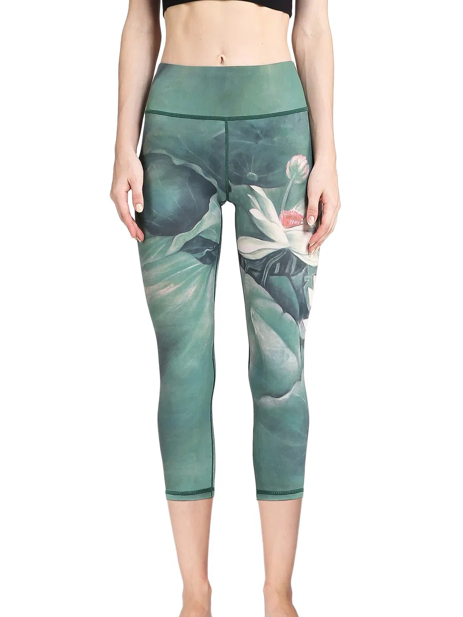 Pantalón Deportivo de Mujer Cintura Alta Leggings Pantalones de Yoga Estampados 3/4