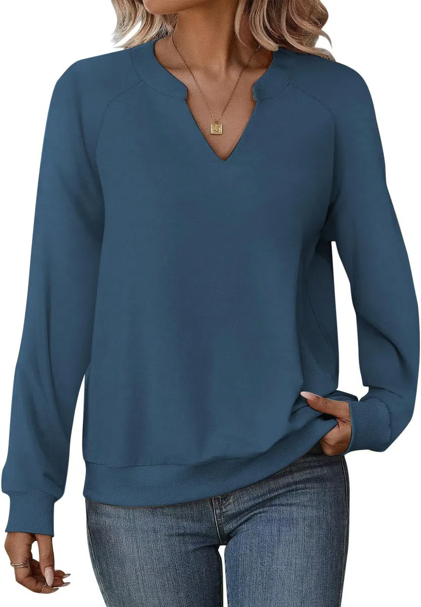 Cuptacc Sudaderas Mujer Sin Capucha Jersey Mujer Invierno Elegante Sueter Cuello En V Manga Larga Casual Cómodo Otoño Moda