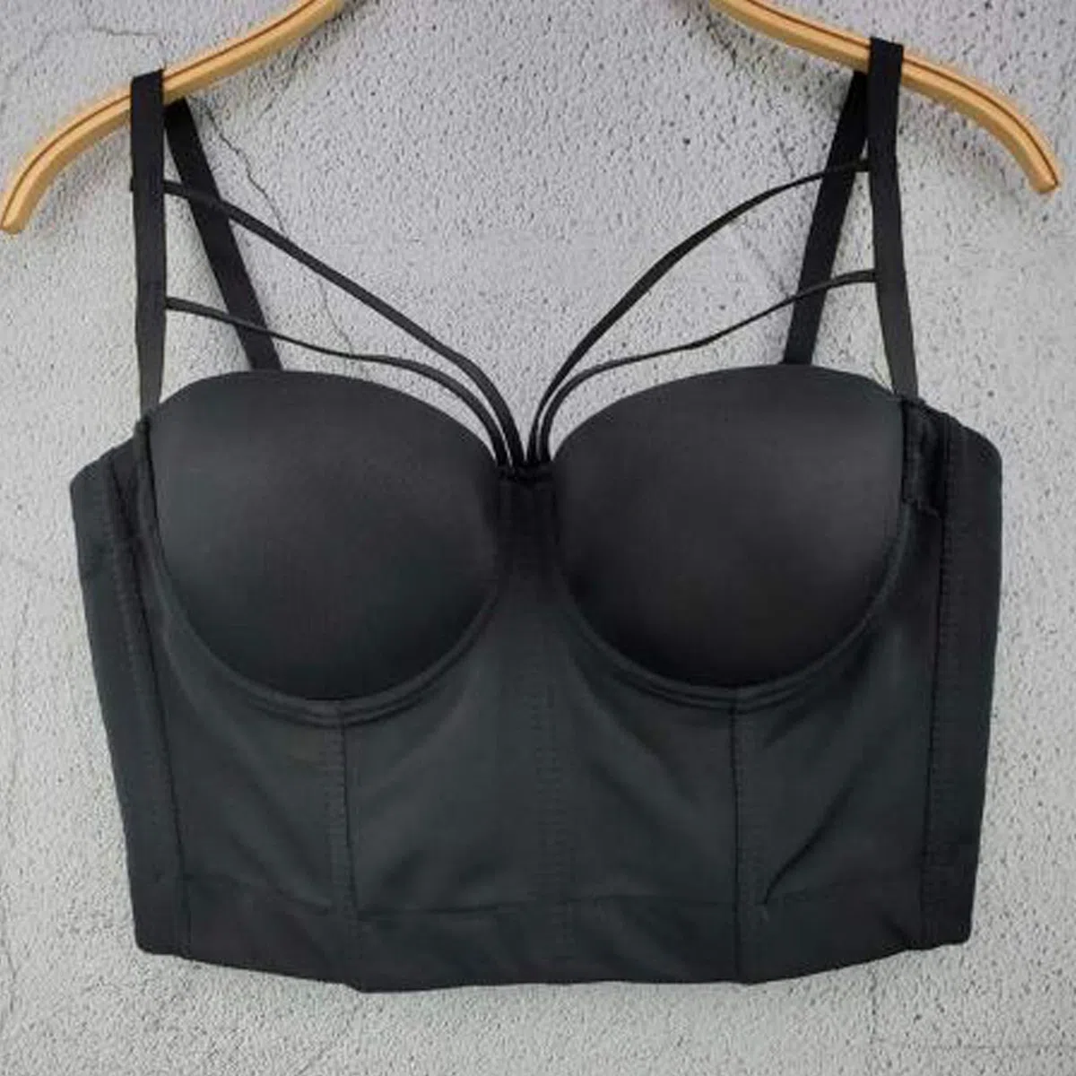 Mujer Corsé Bustier de Overbust Cierre con Cordones Sujetador de Encaje Bra Pechugón Crop top