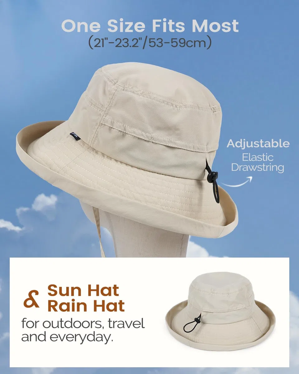Creekstone Sombrero impermeable para mujer, sombrero de lluvia UPF50+, de ala ancha, plegable, ligero, para senderismo, viajes al aire libre