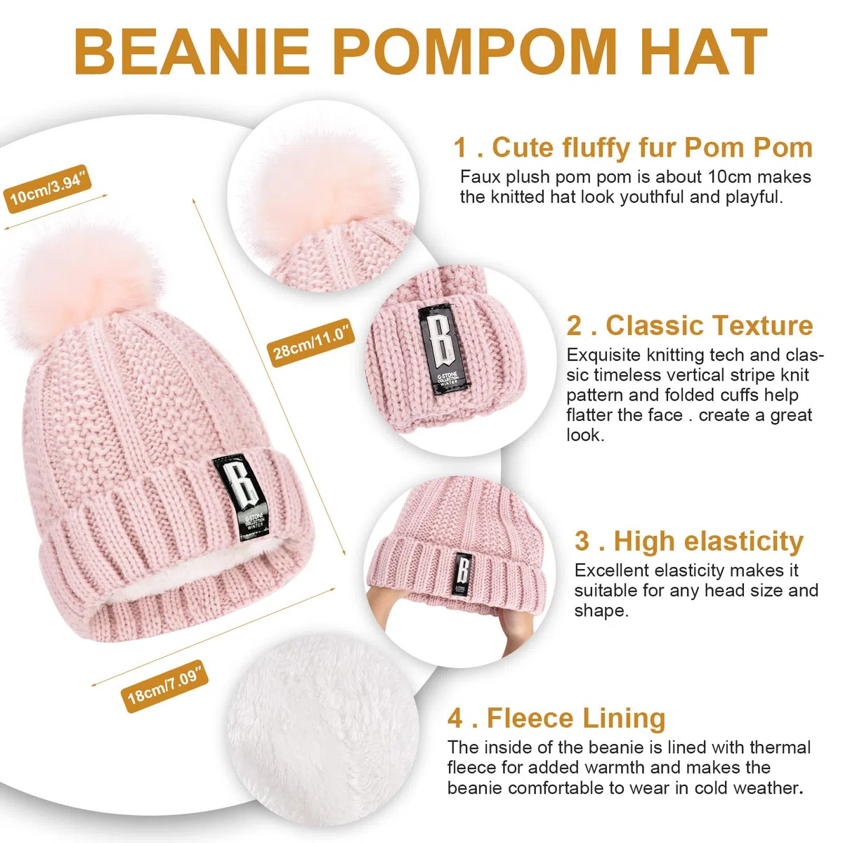 Voqeen Juego de 5 Piezas de Gorro y Bufanda de Punto Guantes de Pantalla táctil Guantes Orejeras de Felpa de Invierno Calcetines térmicos para Gorro de esquí Deportes al Aire Libre
