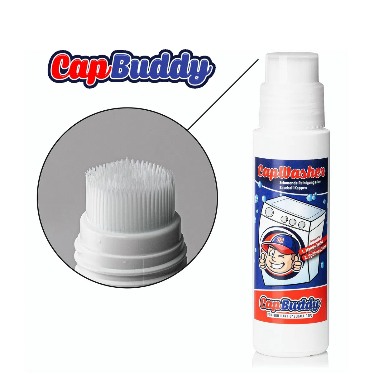 Cap Washer detergente de doble envase para la limpieza suave de todas las gorras de béisbol especialmente indicado para la limpieza previa en el Capbuddy para el lavavajillas