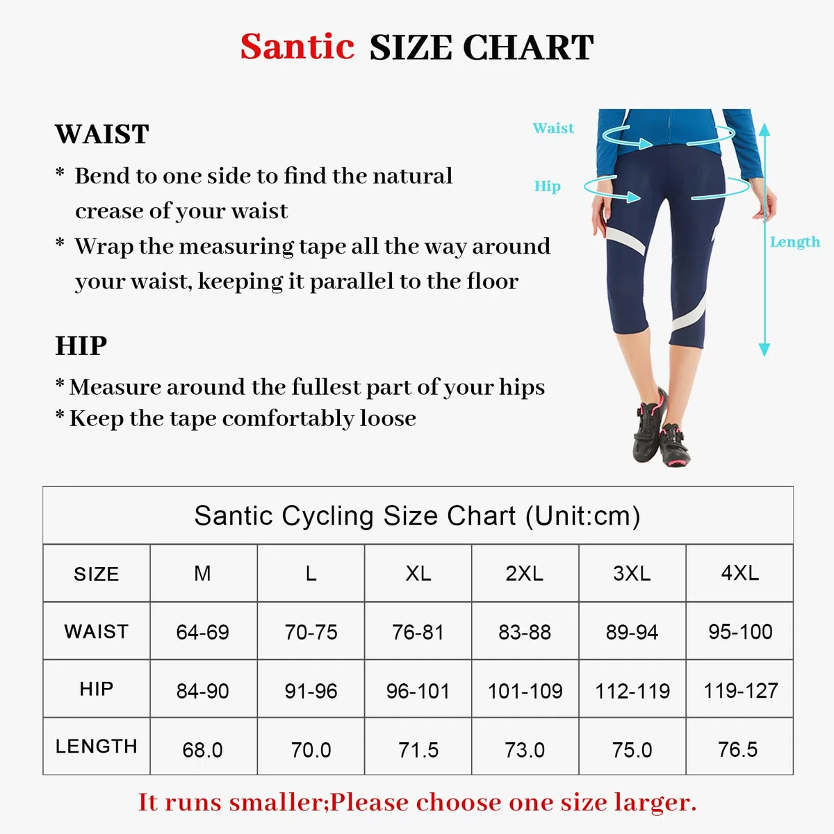 Santic Mallas Ciclismo Mujer 3/4 Culote Ciclista Acolchados UPF50+ Elástico y Transpirable Secado Rápido