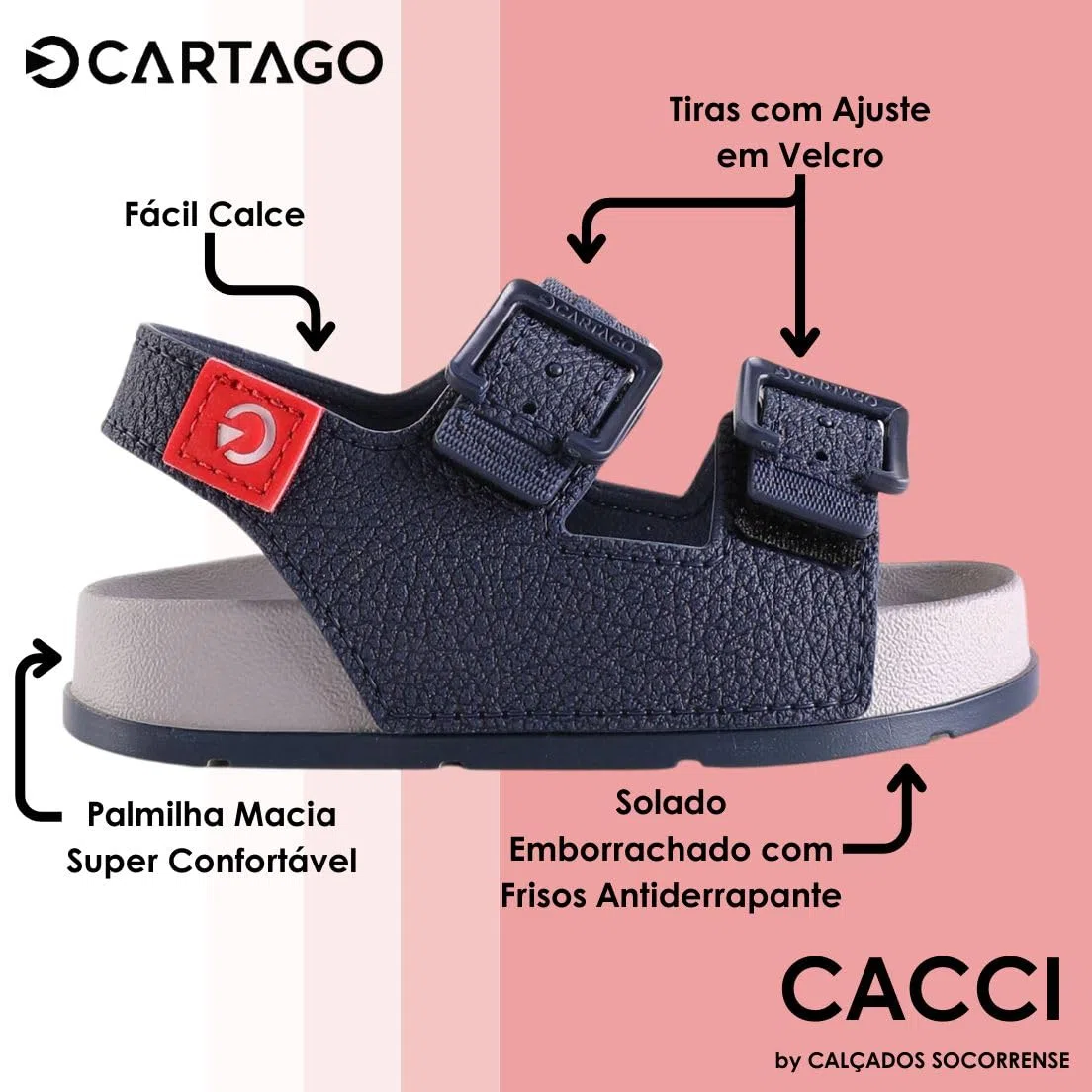 CARTAGO Milao Slide Baby, 22213 Grey/Blue/Red, Sandalias Planas Unisex niños