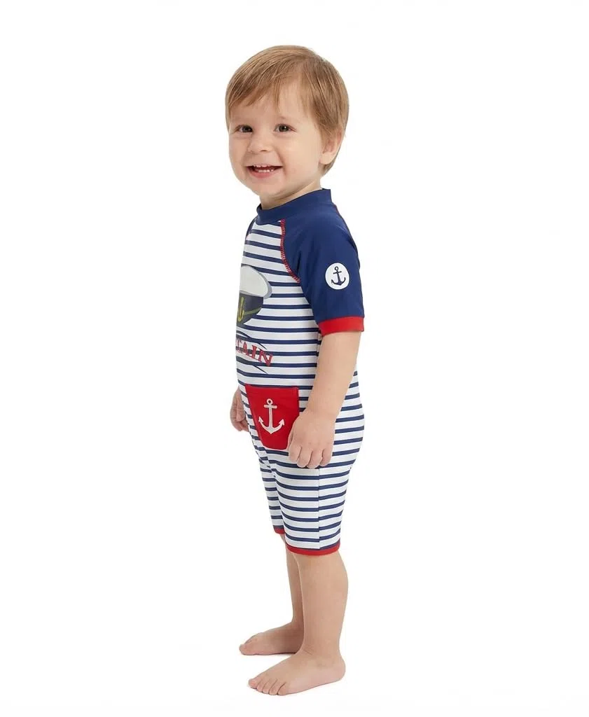 BONVERANO Traje de baño de una Pieza de Manga Corta para bebé con protección UV 50+ con Cremallera