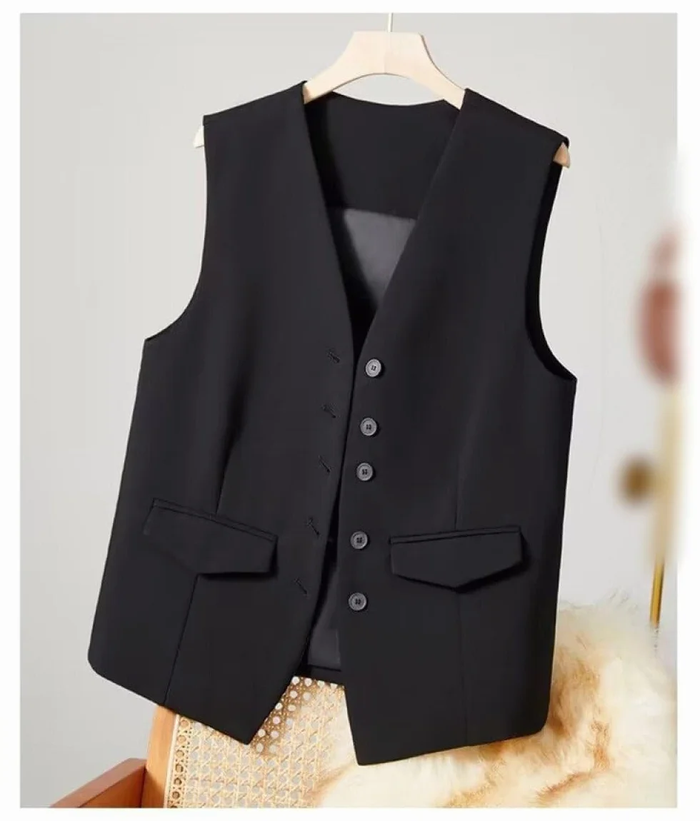 Chaleco para Mujer, Americana sin Mangas, Elegante y Estrecho Botón Abajo Chaleco Para Trabajo Y Oficina, Chaleco De Fiesta Retro Cuello En V, Elegante Chaleco De Traje