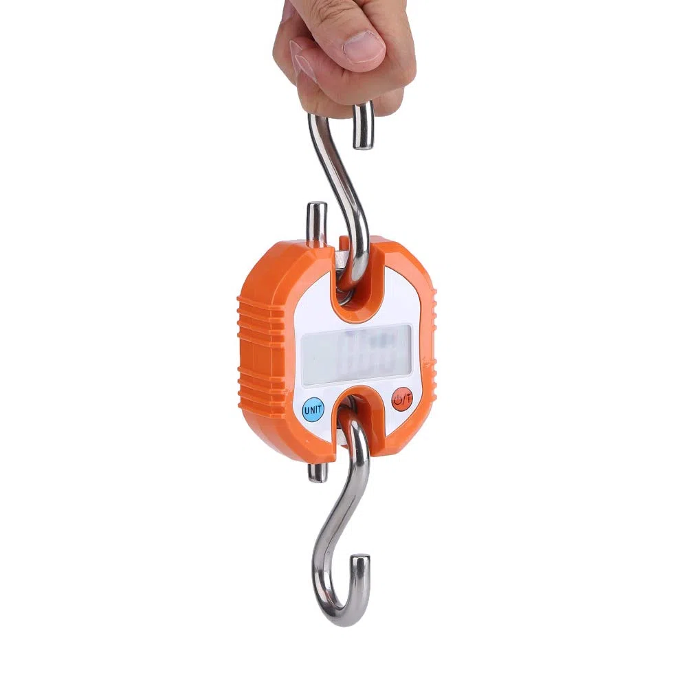 Báscula digital colgante, 150 kg / 50 báscula de grúa portátil LCD Gancho electrónico digital Básculas colgantes Balanza de pesaje en bucle para el hogar, granja, caza, mercado de alimentos,