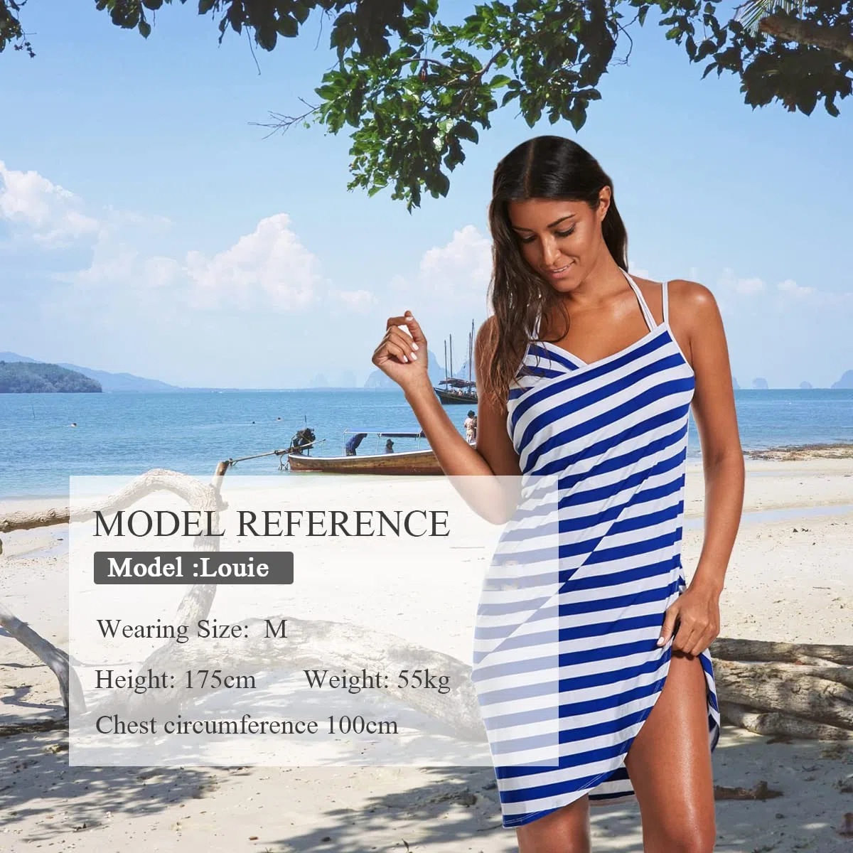 LumiSyne Vestido De Playa Mujer Bikini Cover Ups Vestido De Bikini Raya Moda Sexy Cuello En v Ropa De Baño Camisolas Pareos De Playa Talla Grande