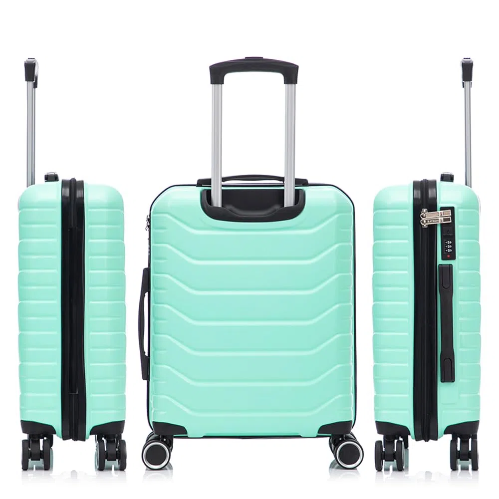 RAYKONG Maleta de Cabina 55x40x20cm Policarbonato (40L) semirígida Trolley pequeño Equipaje de Mano 4 Ruedas giratorios a 360º Cierre numérico (Menta)