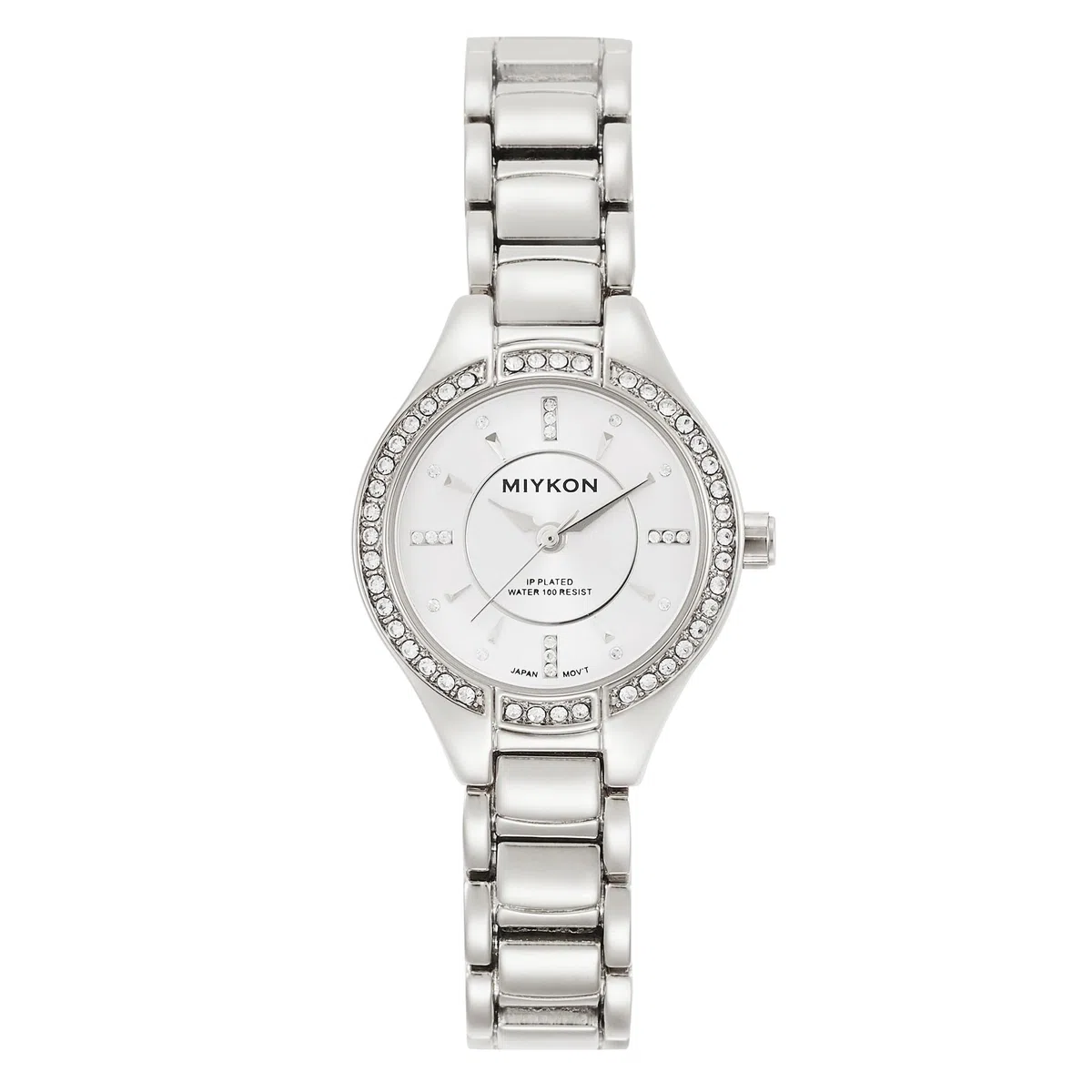 Miykon Relojes de plata y oro para mujer, pequeño y delicado reloj para mujer con cristales auténticos, pulsera de joyería para mujer pulida con iones, vidrio resistente a los arañazos, cuarzo japonés