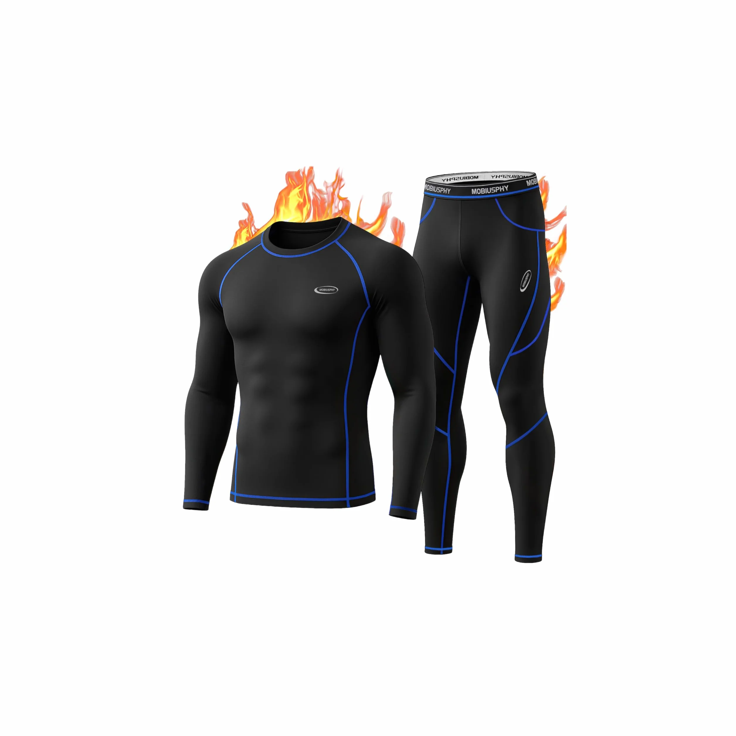 Ropa Interior Térmica Hombre, Camiseta Térmica Hombre Deportes Ropa Interior Funcional Conjuntos Térmicos Termo Invierno Otoño con muy elástica para Running Esquí Montaña Ciclismo Fitness Negro