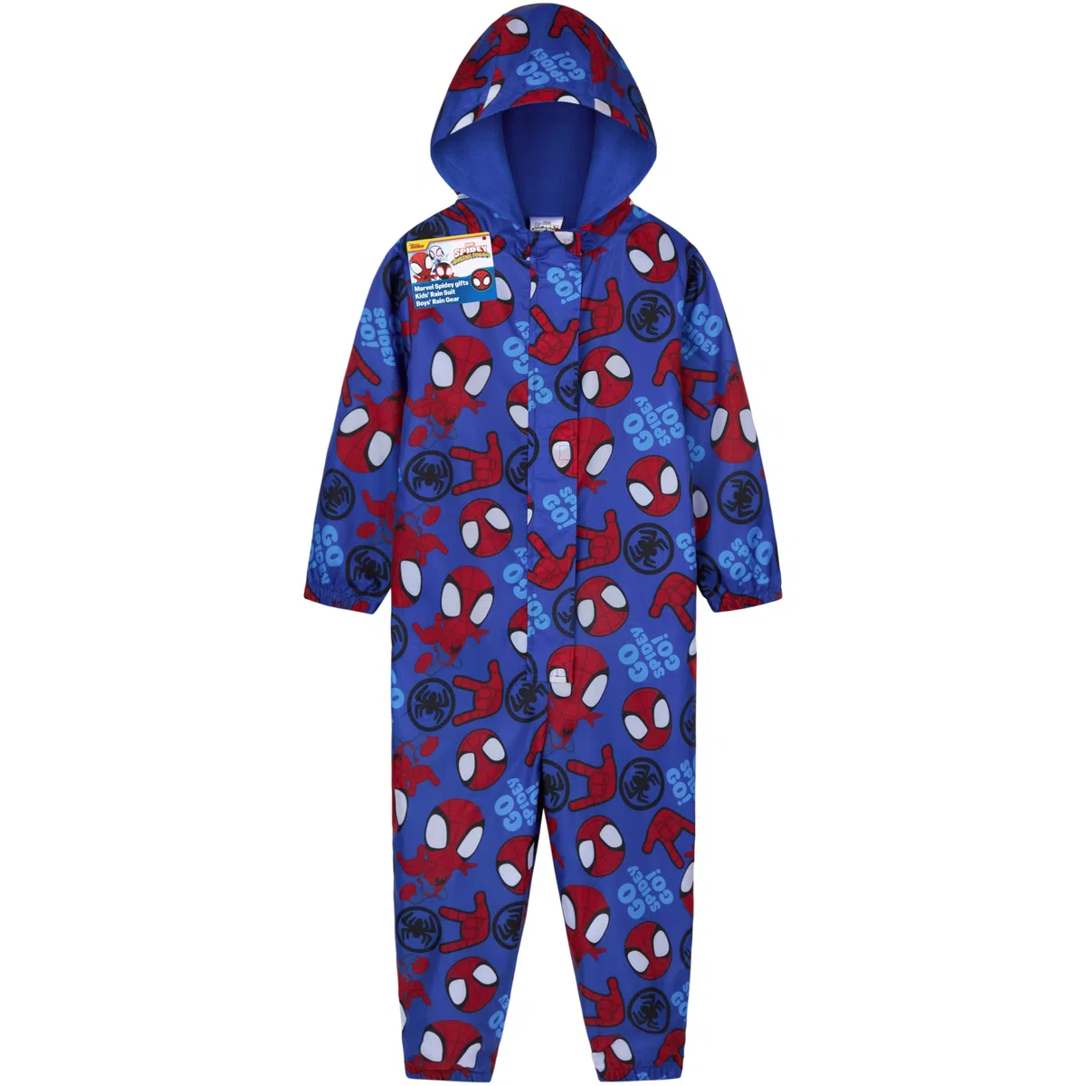 Marvel Spidey Mono Impermeable Niños y Pequeños con Capucha y Cremallera Traje Chubasquero Poncho Superhéroe Forro Polar