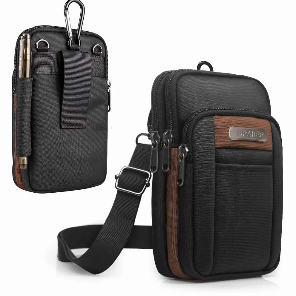 SPAHER Pequeño Riñonera Cinturon Hombre Bandolera Pequeñas Bandoleras Deportivas Bolsito Pequeño Cintura Mobile Riñoneras Bolsa de Cintura para Hombre