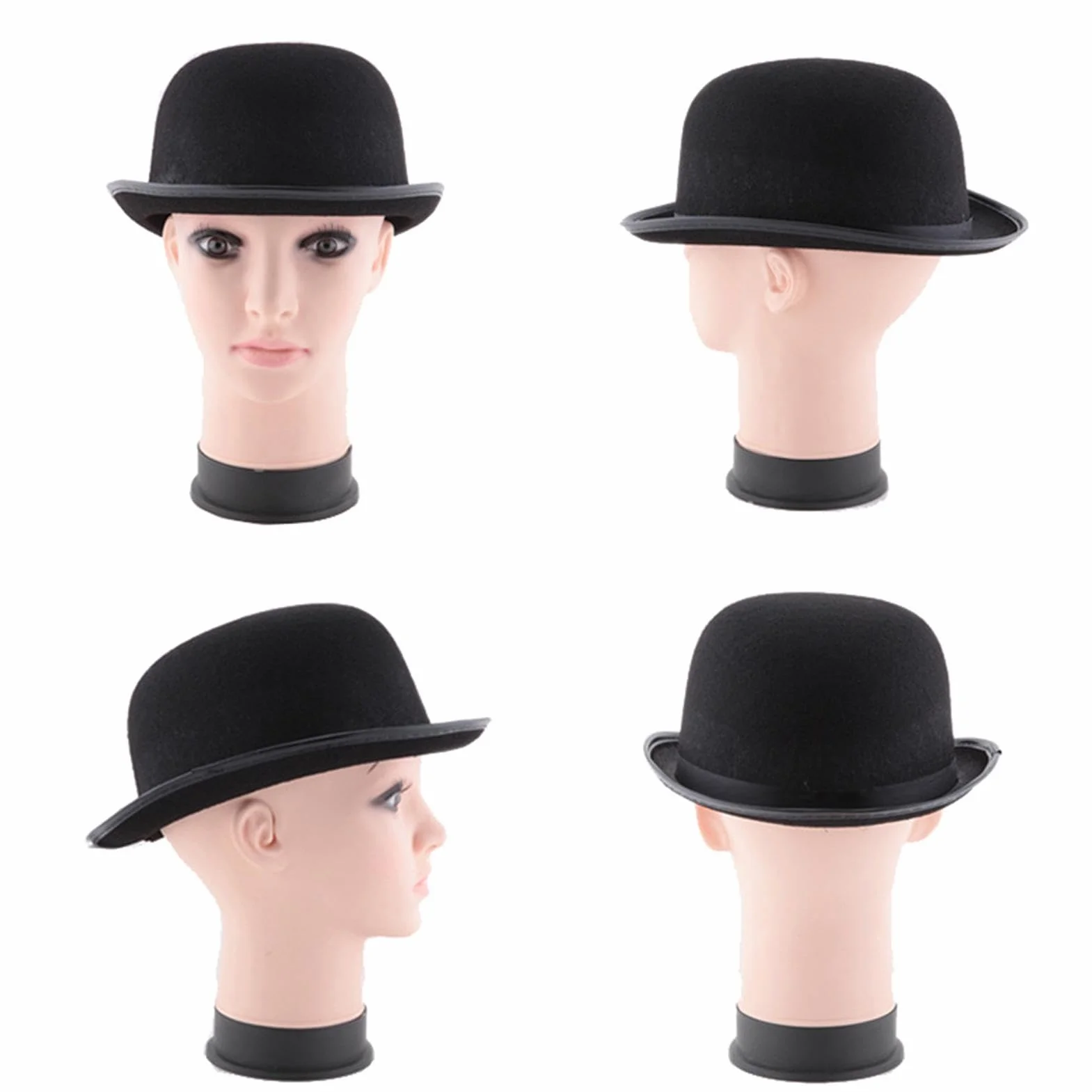 Generico Sombrero De Cilindro Para Hombre - Sombrero Fedora | Accesorio Para Disfraz Clásico De Halloween De Fieltro | Sombrero Derby De Bombín Negro Para Adultos Y Adolescentes | Sombreros Para