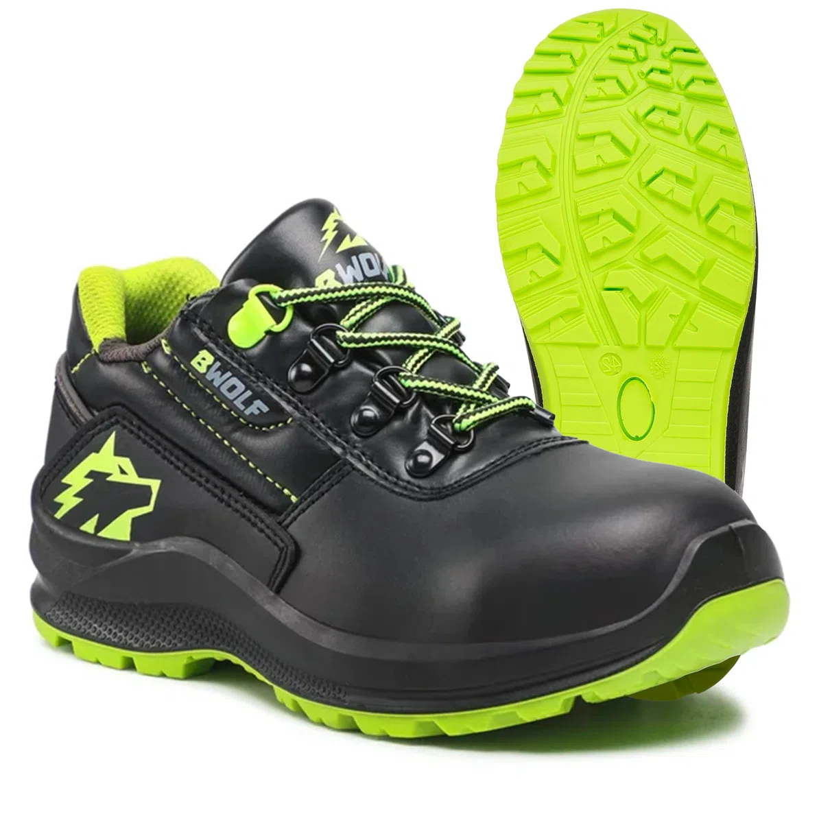 BWOLF SPYKE Zapatos de trabajo bajos S3 impermeables, resistentes al aceite, antideslizantes 4x4 Grip Tech, suela Ergo, Negro, 42 EU