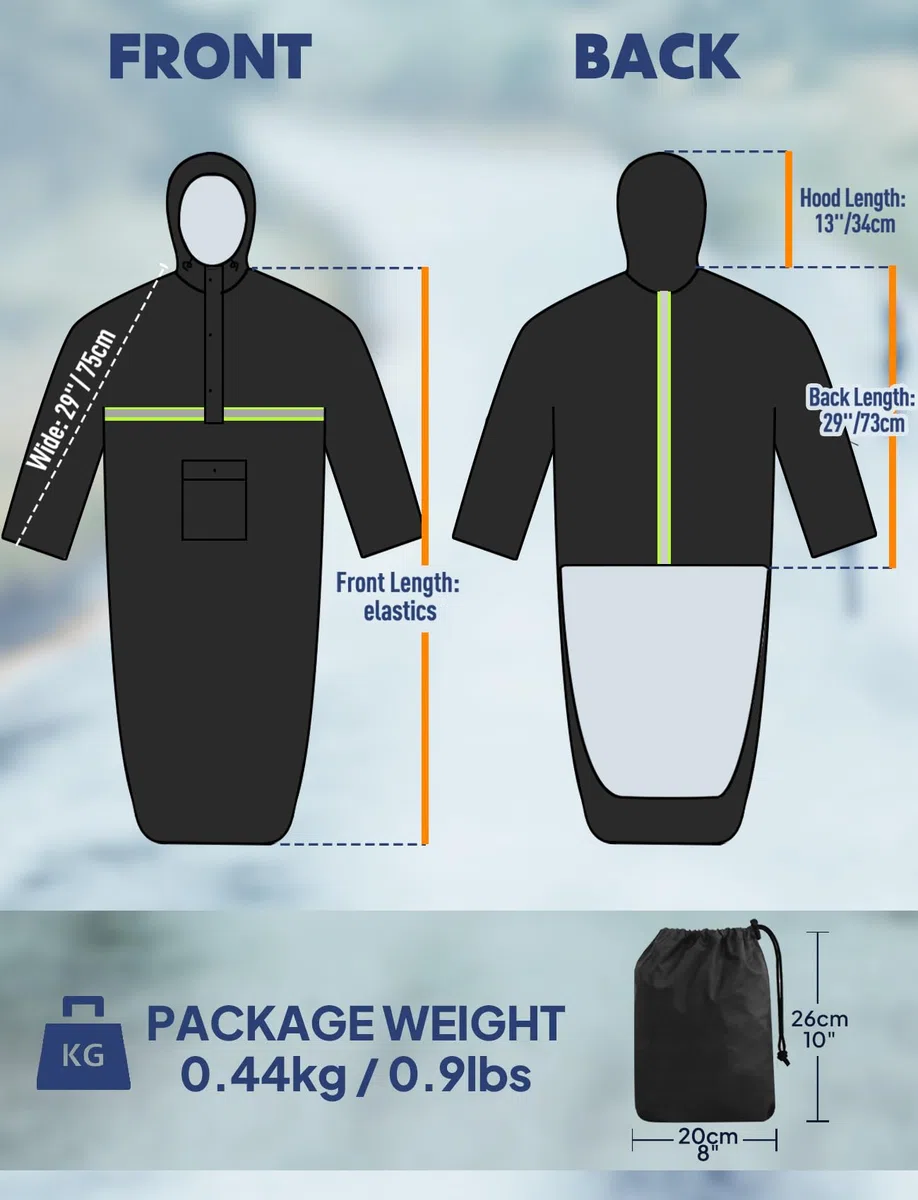 ANYOO Cubierta impermeable para silla de ruedas con mangas, poncho de lluvia ligero con bandas elásticas, protección para sillas de ruedas, talla única