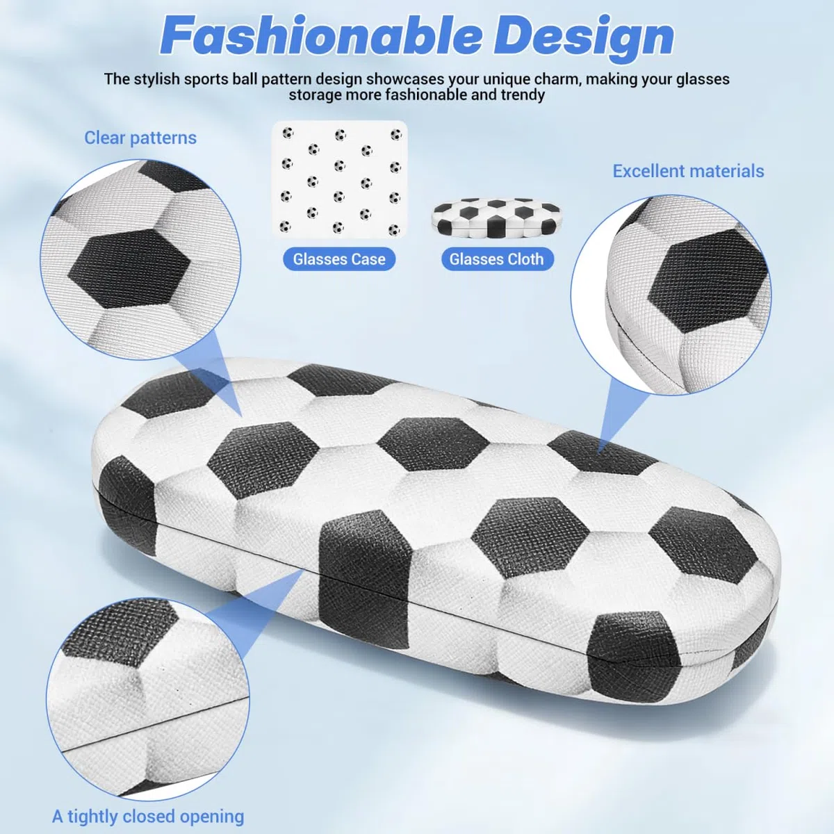 FOMIYES Funda rígida para gafas para niños con divertido patrón de baloncesto protector de almacenamiento de gafas con paño de limpieza para niños