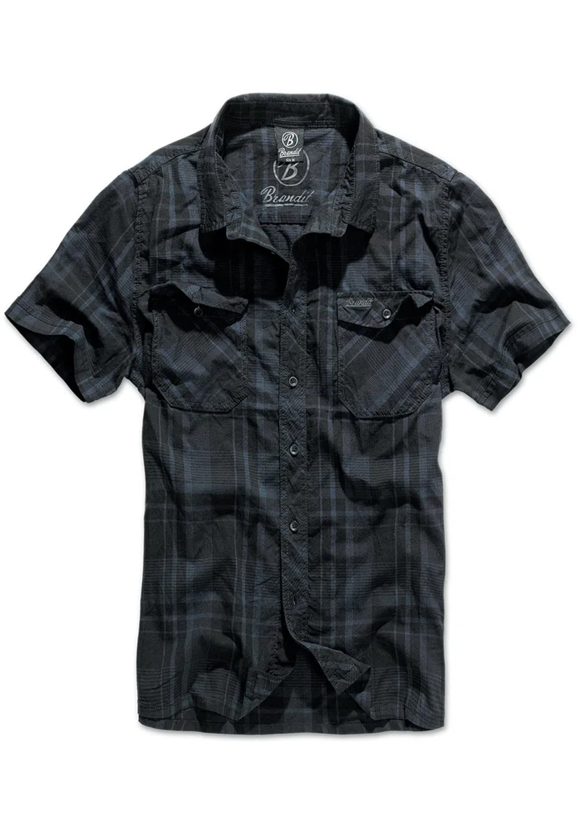 Brandit Roadstar Hombre Camisa Manga Corta Negro Regular