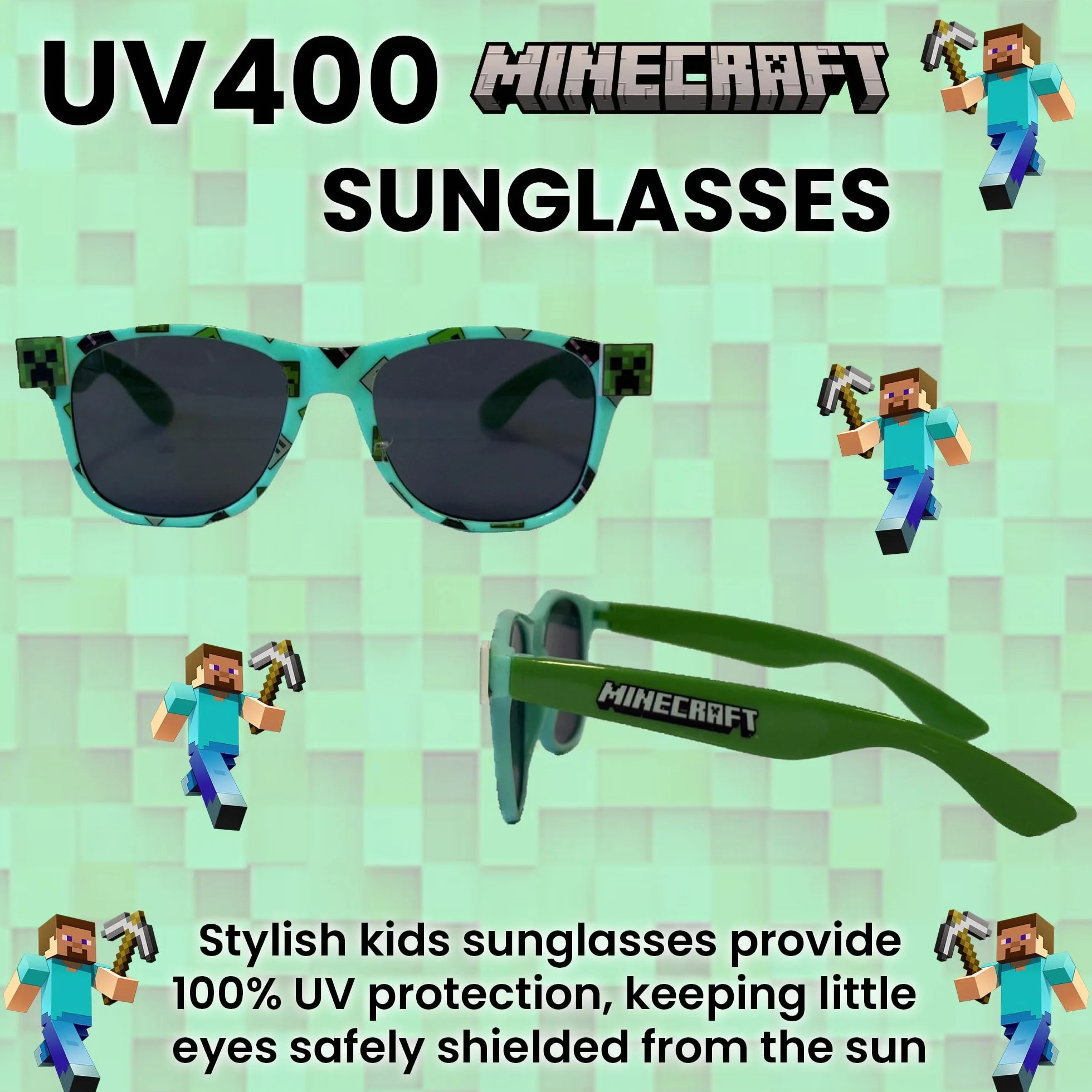 Toys & Gamers Minecraft - Juego de gorra y lentes de sol gratis, azul claro y verde, accesorios de personajes para niños