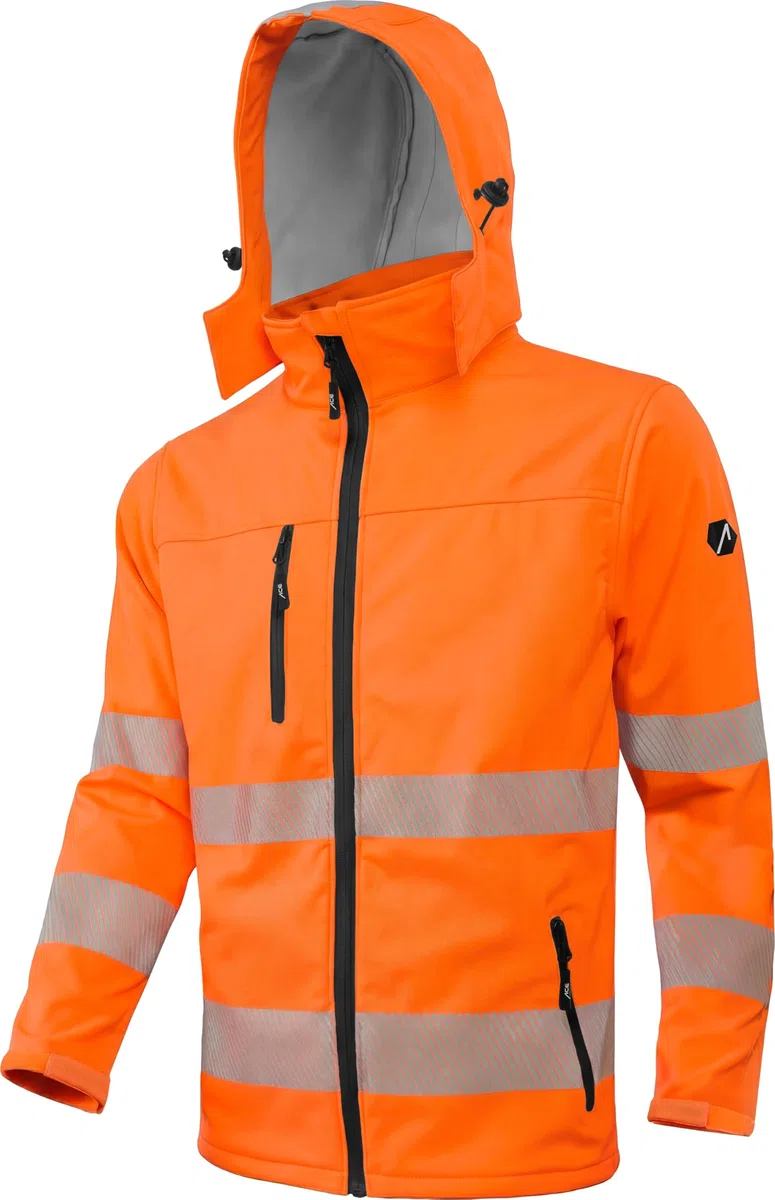 ACE Neon Lite Chaqueta de alta visibilidad - chaqueta softshell de advertencia incl. reflectores y capucha desmontable - EN ISO 20471 - Naranja