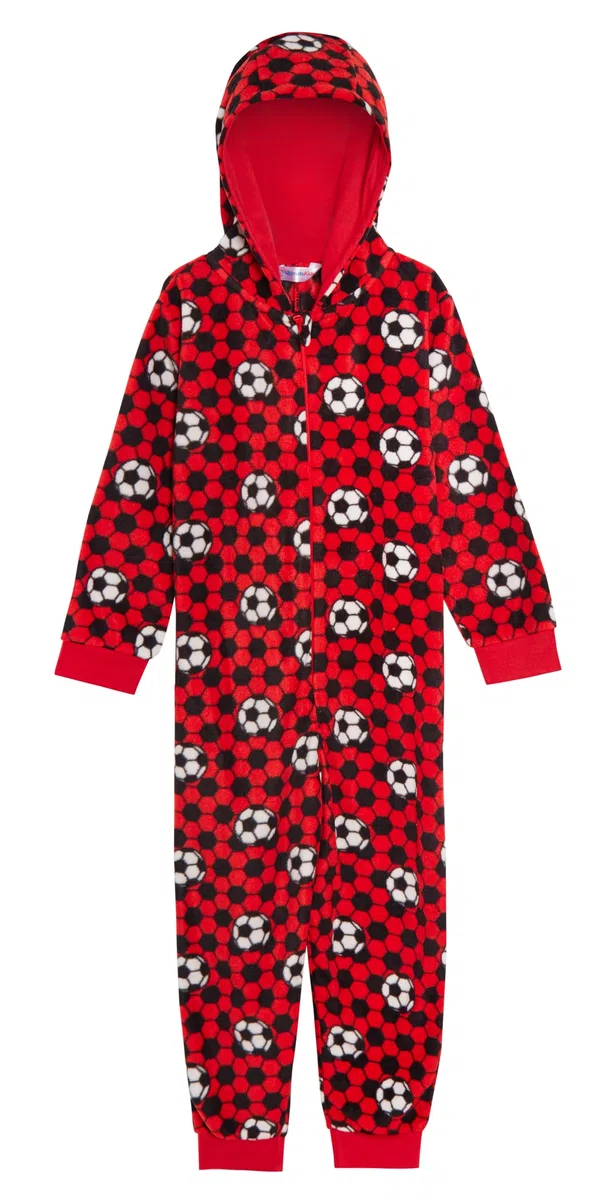 Pijama de forro polar para niños y niñas, color rojo y azul