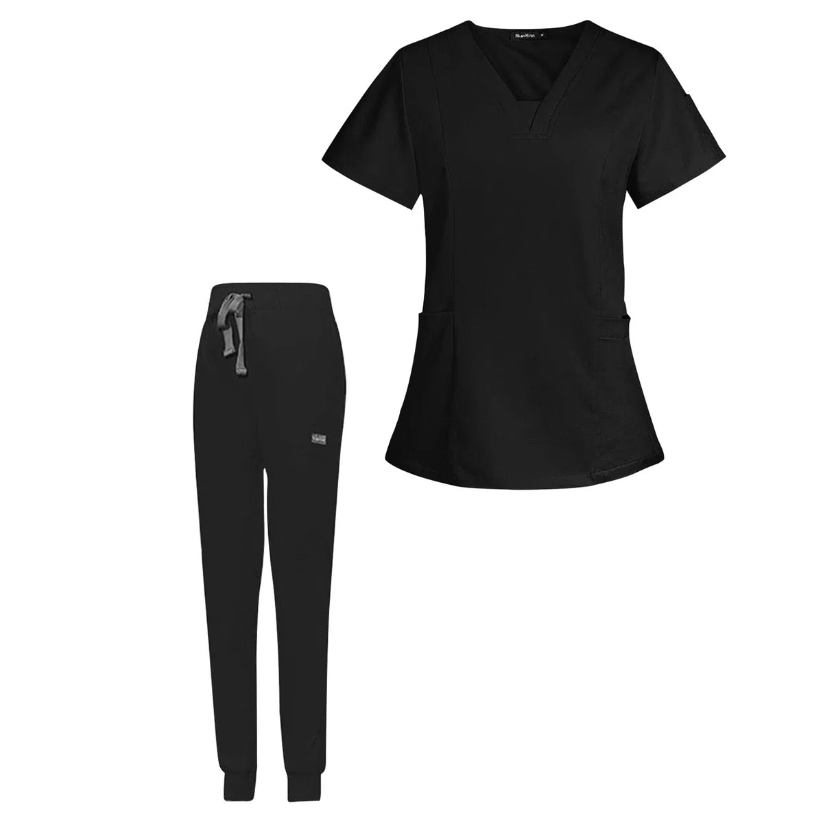 Conjunto de Uniforme Médico para Mujer, Cómodo Escote en Múltiples Bolsillos, Lavable a Máquina. Blusa de Manga Corta Y Pantalón para Enfermera,