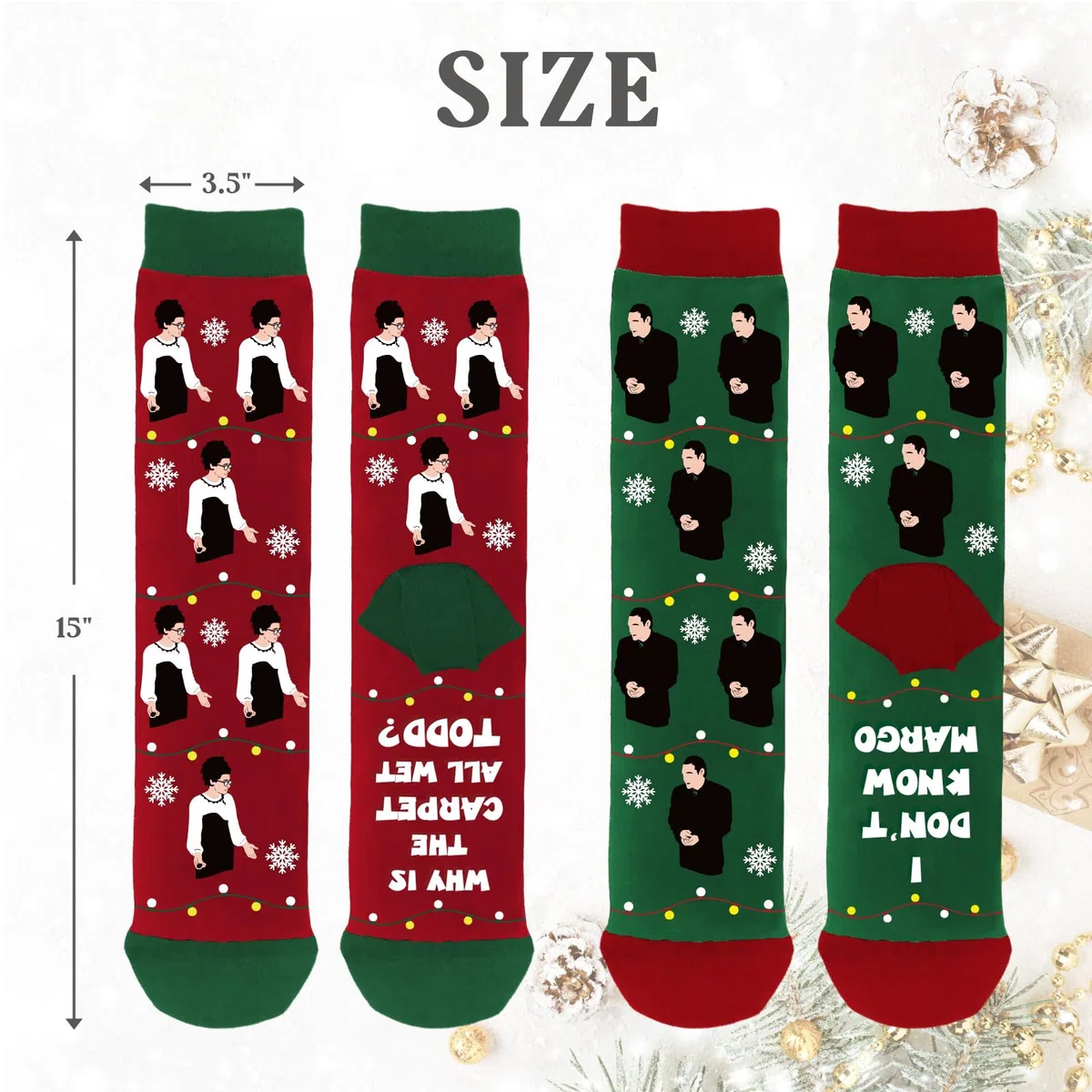 Divertidos calcetines de Navidad para mujeres y hombres, accesorios de disfraz de vacaciones de Navidad, calcetines de punto cálidos de invierno