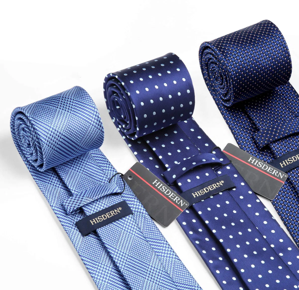 HISDERN Corbatas y pañuelo de hombre (Pack de 3), Conjunto Elegante de corbata para seda hombres - Set regalo para hombres