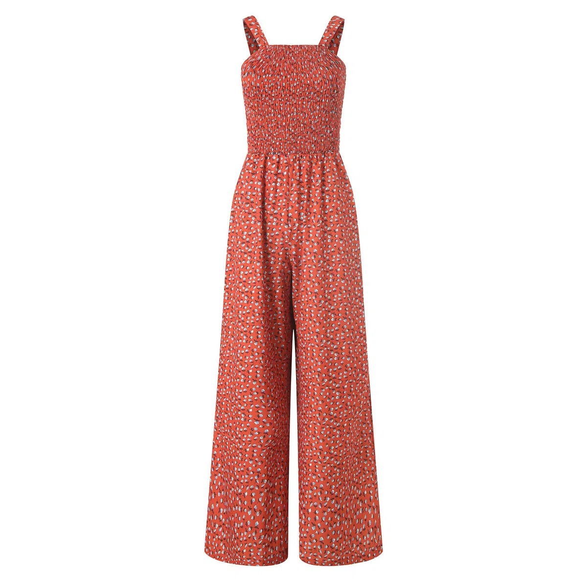 Mono Mujer Verano Elegante Monos de Vestir Estampado Floral Peto de Pierna Ancha Mono Mujer Casual Sin Mangas Pantalón Rompers Verano Tirantes Anchos Peto con Bolsillos Holgado Clásico Palazzo
