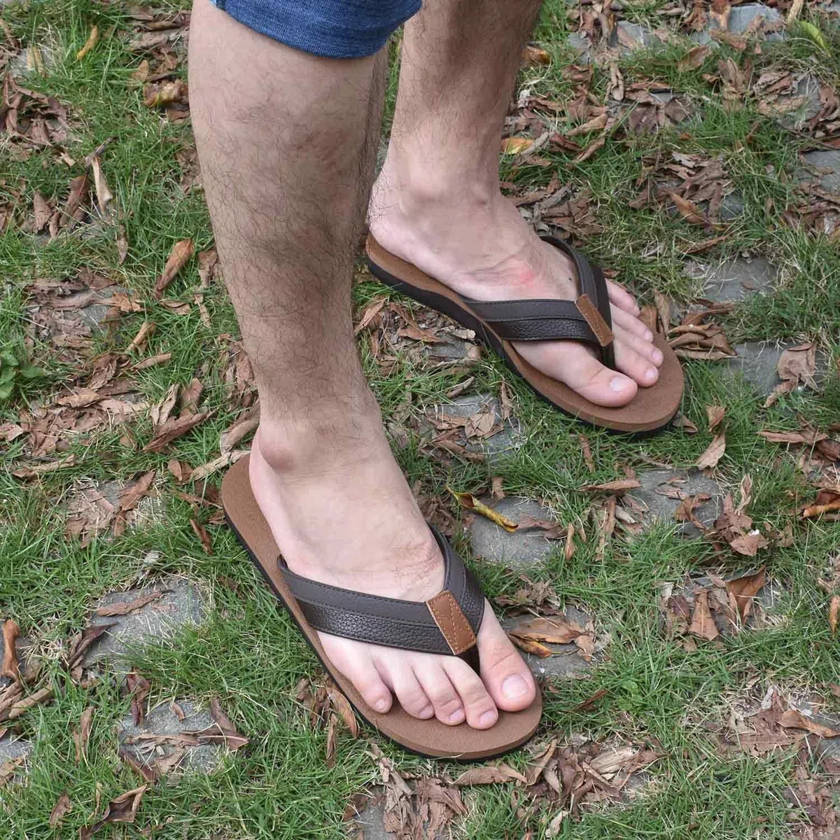 KuaiLu Chanclas Hombre Verano Playa Piscina Comodas Cuero Flip Flops Planas Caminar Antideslizante Yoga-Espuma Sandalias De Dedo