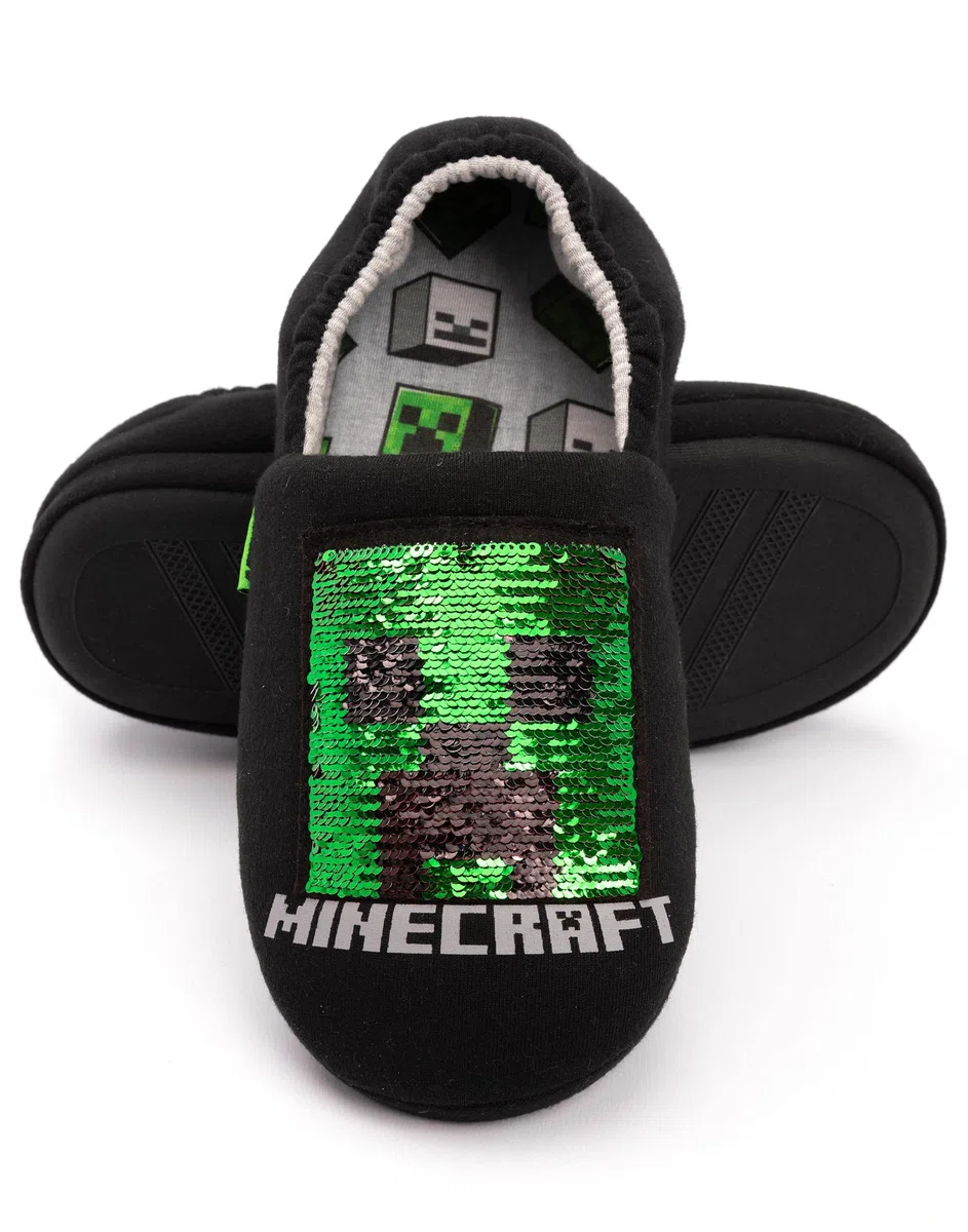 Minecraft Slippers Biños Niños Blue Creeper Vs Zombie Tnt House Zapatos