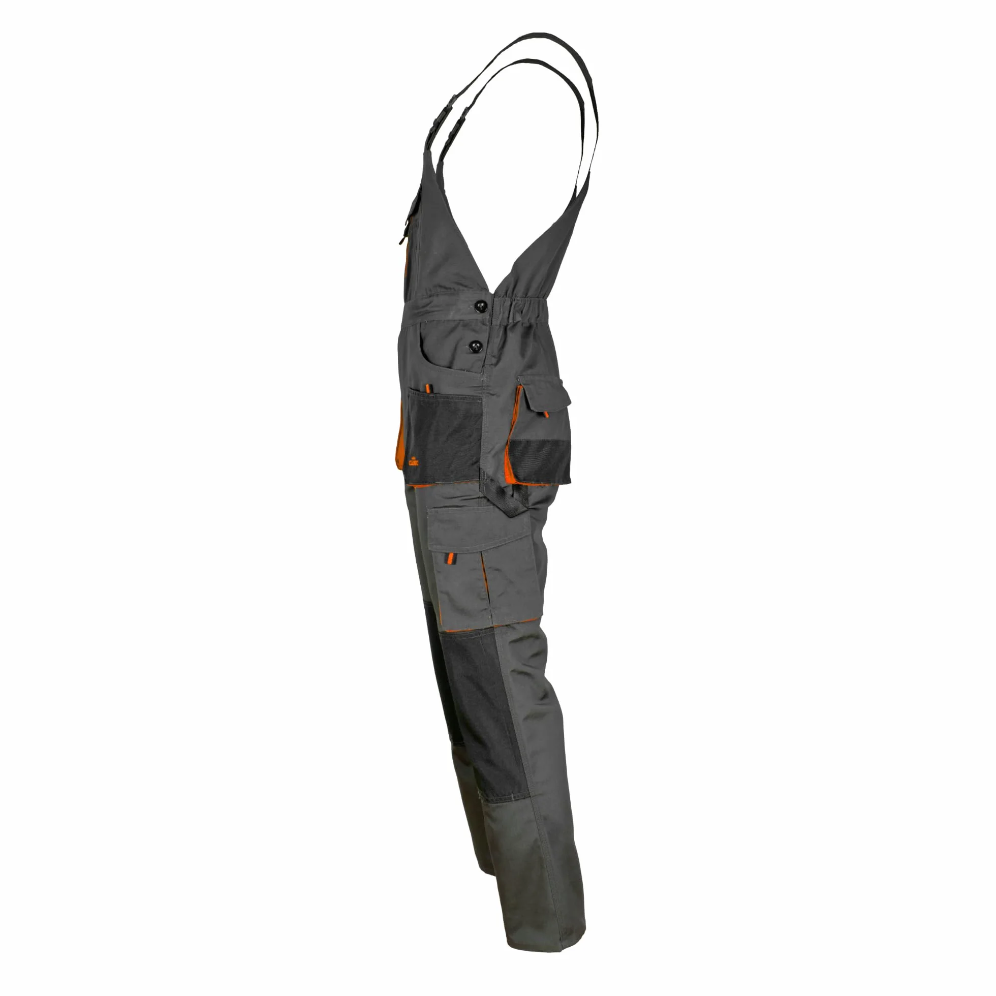 ART.MAS Peto clásico – Peto de trabajo resistente de poliéster/algodón (270 g/m²), 10 bolsillos, bolsillos en las rodillas, color naranja grafito